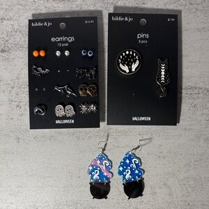 Halloween witchy earrings and pins